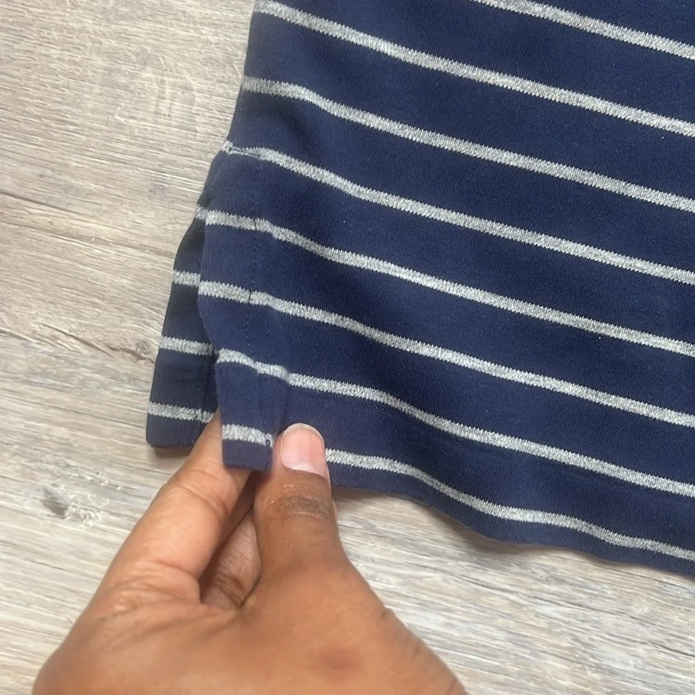 Men’s Navy Blue and White Striped Polo Ralph Lauren Shirt Size Large